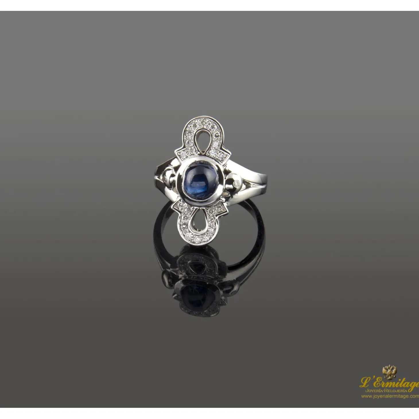 ANILLOS / SORTIJAS Sortija oro blanco zafiro y diamantes