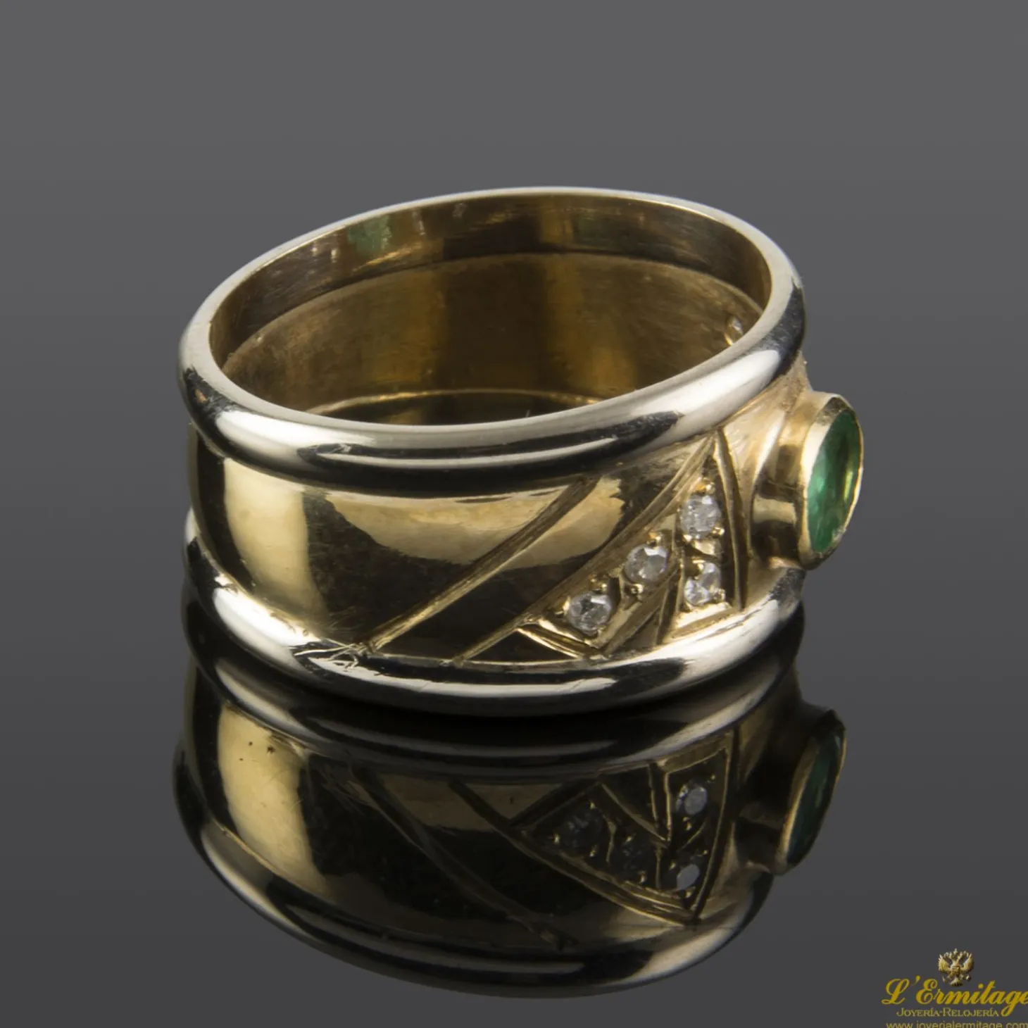 ANILLOS / SORTIJAS Sortija oro amarillo oro blanco esmeralda y diamantes