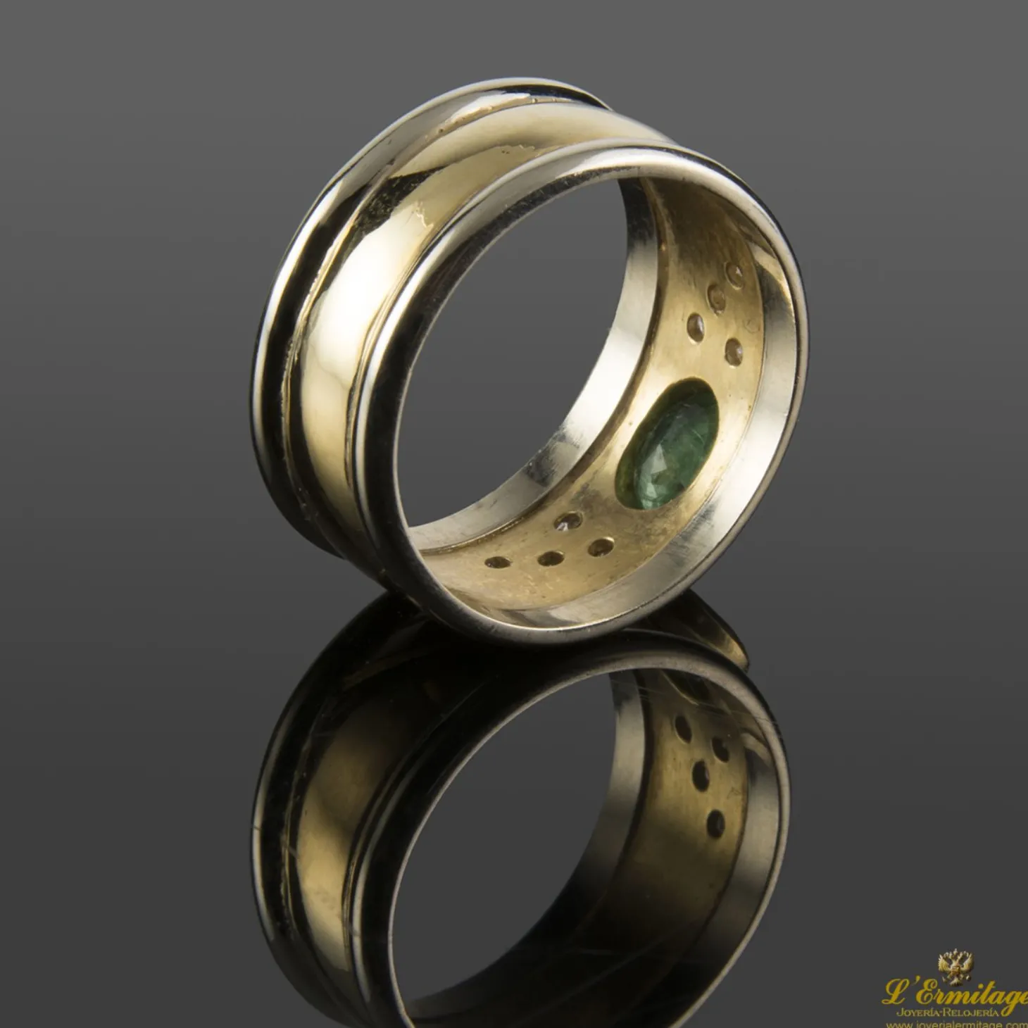 ANILLOS / SORTIJAS Sortija oro amarillo oro blanco esmeralda y diamantes