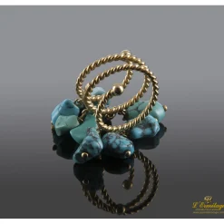 ANILLOS / SORTIJAS Sortija oro amarillo y turquesas. Talla nº 8.