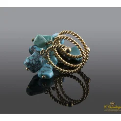 ANILLOS / SORTIJAS Sortija oro amarillo y turquesas. Talla nº 8.