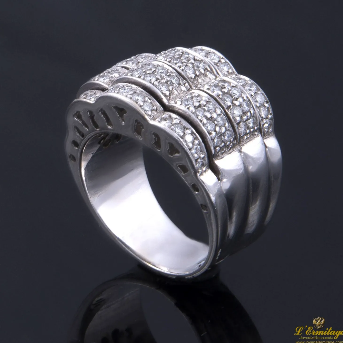 ANILLOS / SORTIJAS Sortija oro blanco con cuajado de diamantes