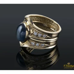 ANILLOS / SORTIJAS Sortija oro amarillo zafiro cabuchón y diamantes