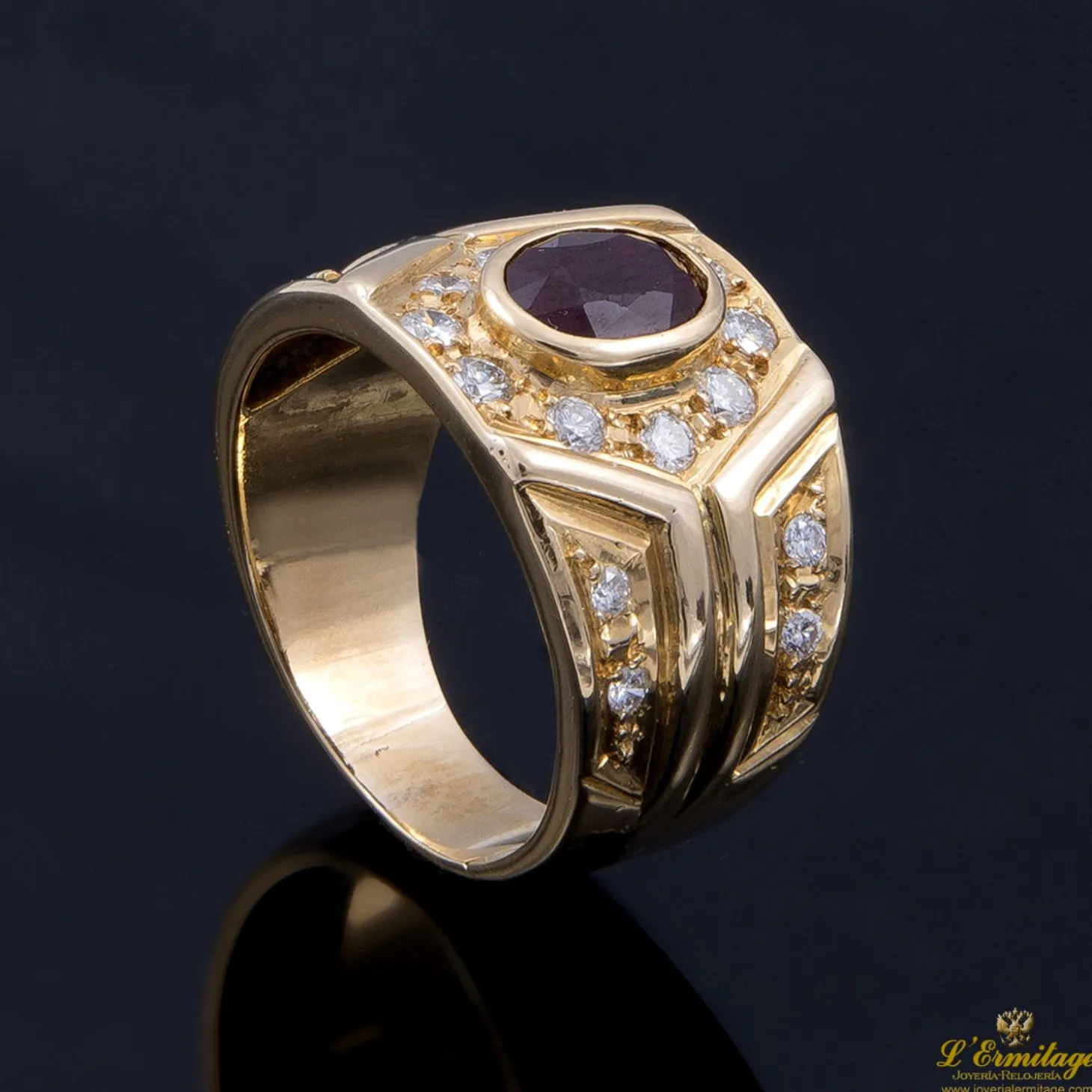 ANILLOS / SORTIJAS Sortija oro amarillo rubí y diamantes