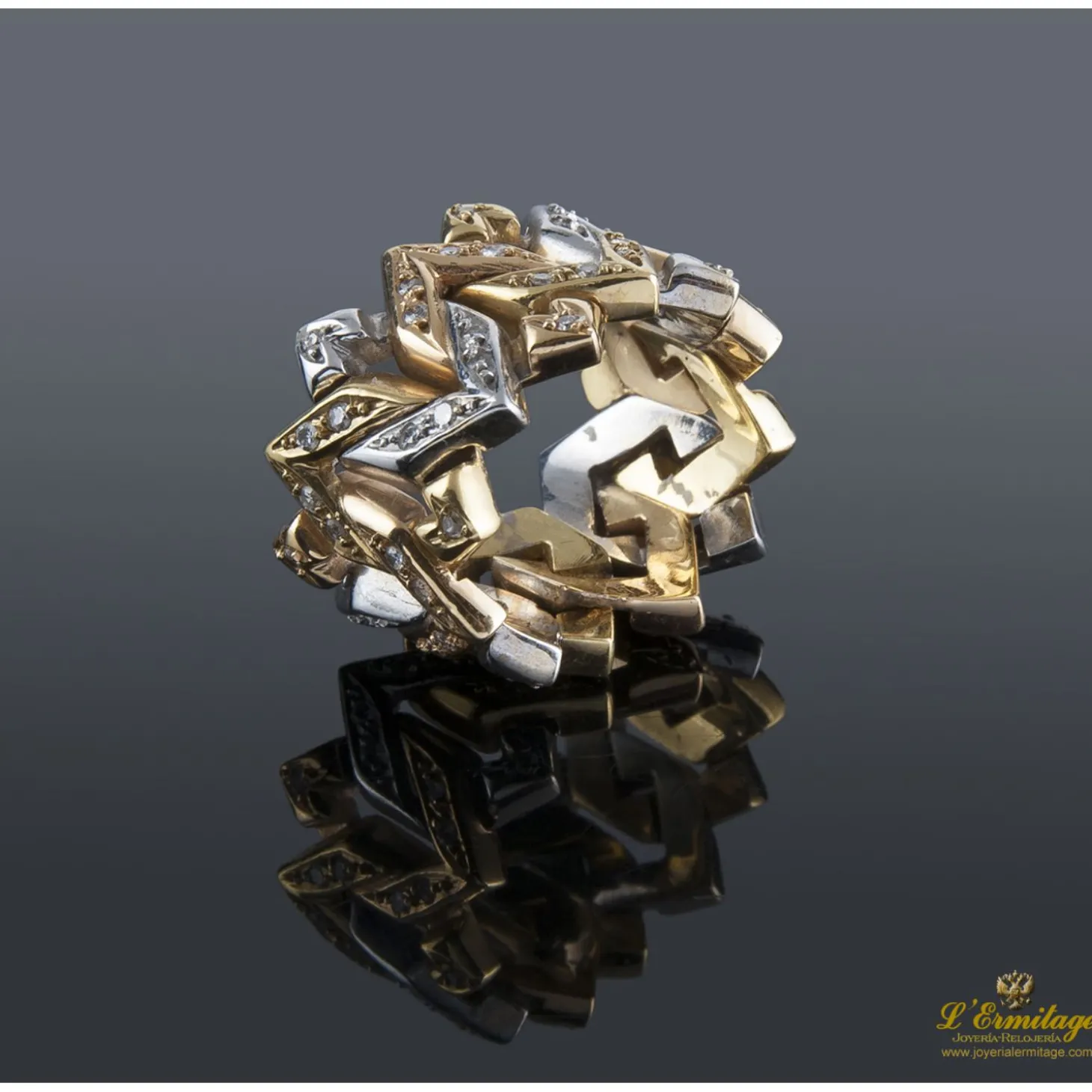 ANILLOS / SORTIJAS Sortija oro amarillo ancha y diamantes