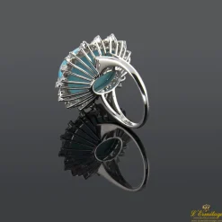 ANILLOS / SORTIJAS Sortija oro blanco turquesa y diamantes