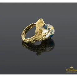 ANILLOS / SORTIJAS Sortija oro amarillo y esmalte pez