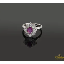 ANILLOS / SORTIJAS Sortija oro blanco diamantes y rubí