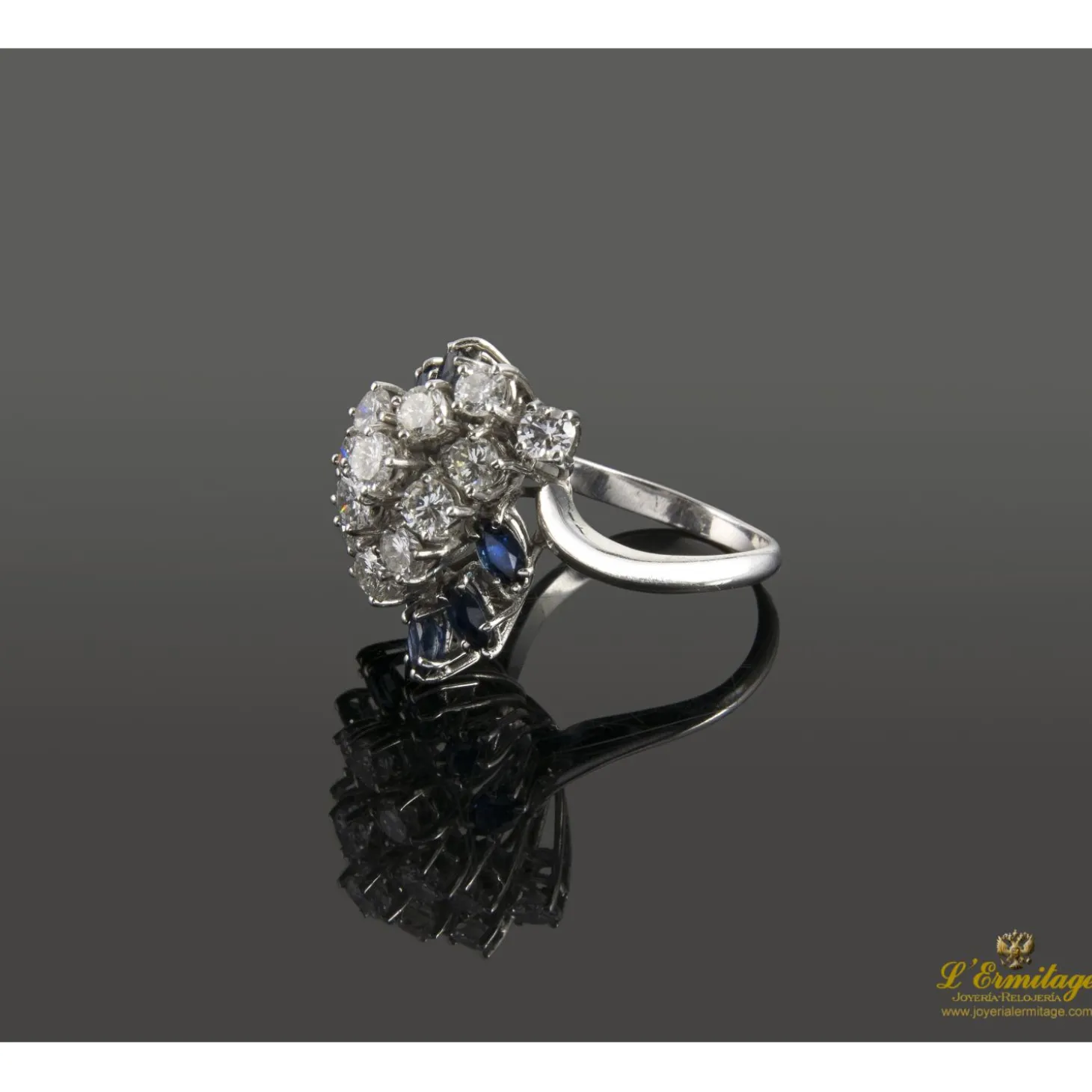 ANILLOS / SORTIJAS Sortija oro blanco zafiros y diamantes