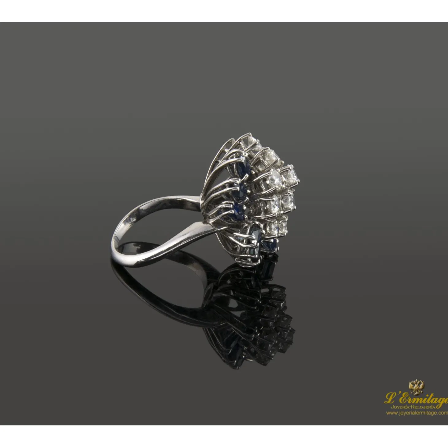 ANILLOS / SORTIJAS Sortija oro blanco zafiros y diamantes