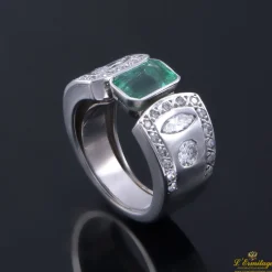 ANILLOS / SORTIJAS Sortija oro blanco esmeralda y diamantes