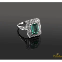 ANILLOS / SORTIJAS Sortija oro blanco esmeralda y diamantes