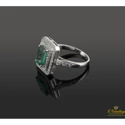 ANILLOS / SORTIJAS Sortija oro blanco esmeralda y diamantes