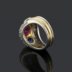 ANILLOS / SORTIJAS Sortija oro amarillo oro blanco rubí zafiros y diamantes