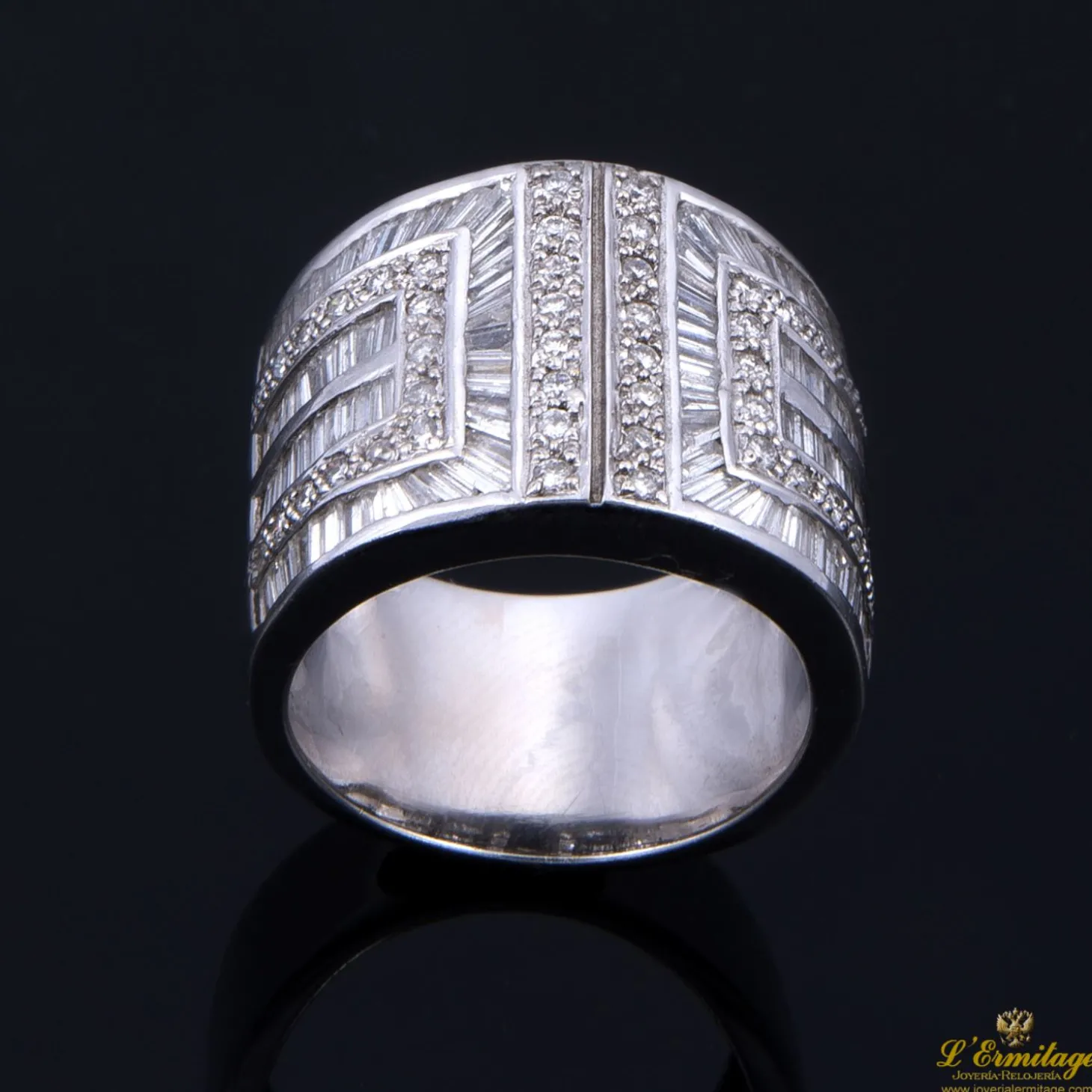 ANILLOS / SORTIJAS Sortija oro blanco y diamantes brazo ancho