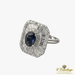 ANILLOS / SORTIJAS Sortija oro blanco zafiro y diamantes