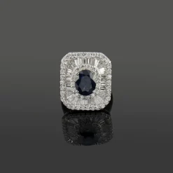 ANILLOS / SORTIJAS Sortija oro blanco zafiro y diamantes