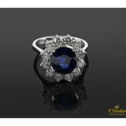 ANILLOS / SORTIJAS Sortija oro blanco zafiro y diamantes.