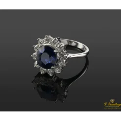 ANILLOS / SORTIJAS Sortija oro blanco zafiro y diamantes.