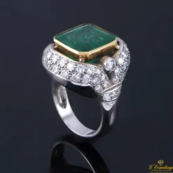 ANILLOS / SORTIJAS Sortija oro blanco esmeralda y diamantes