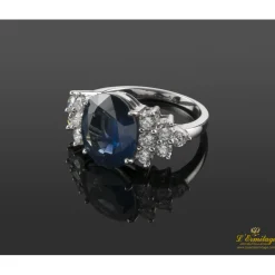 ANILLOS / SORTIJAS Sortija oro blanco zafiro y diamantes.