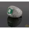 ANILLOS / SORTIJAS Sortija oro blanco esmeralda y cuajado de diamantes