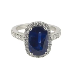 ANILLOS / SORTIJAS Sortija oro blanco zafiro y diamantes naturales
