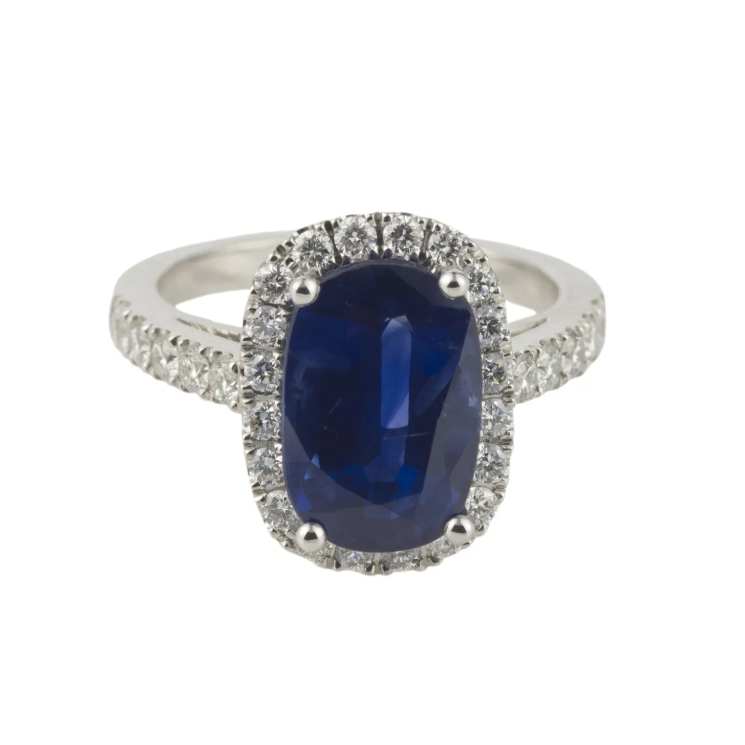 ANILLOS / SORTIJAS Sortija oro blanco zafiro y diamantes naturales