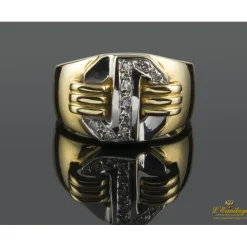 ANILLOS / SORTIJAS Sortija realizada en oro amarillo y oro blanco con motivo de brillantes