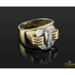 ANILLOS / SORTIJAS Sortija realizada en oro amarillo y oro blanco con motivo de brillantes