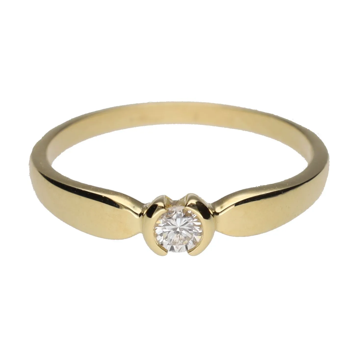 ANILLOS / SORTIJAS Sortija solitario en oro amarillo y brillantes. Talla 15.