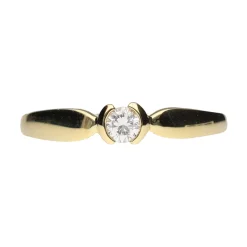 ANILLOS / SORTIJAS Sortija solitario en oro amarillo y brillantes. Talla 15.
