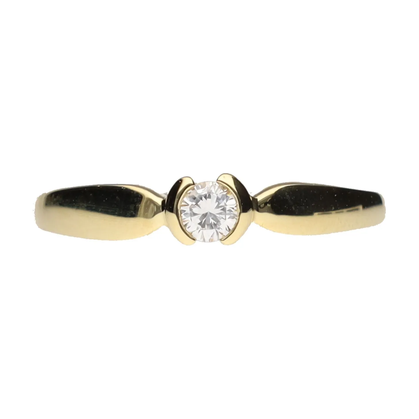 ANILLOS / SORTIJAS Sortija solitario en oro amarillo y brillantes. Talla 15.