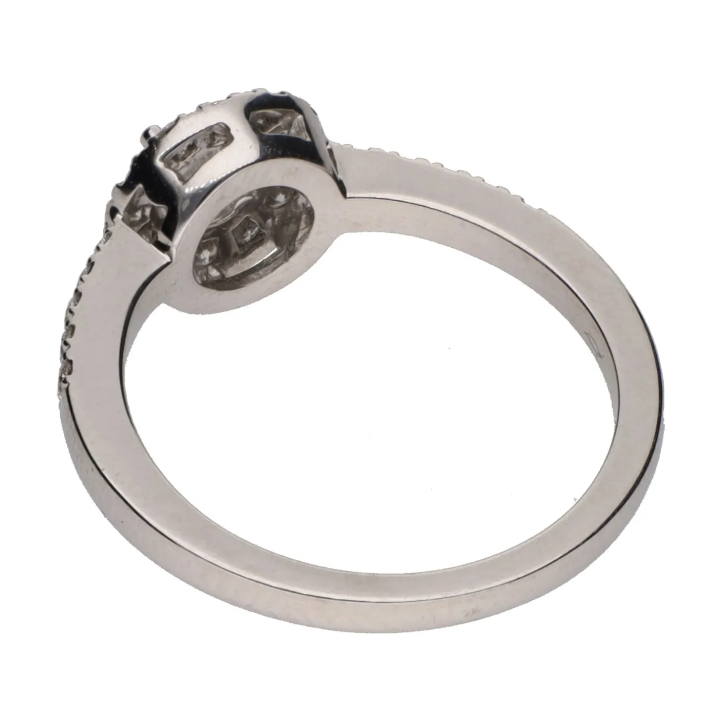ANILLOS / SORTIJAS Sortija solitario en oro blanco con brillantes. Talla 12.