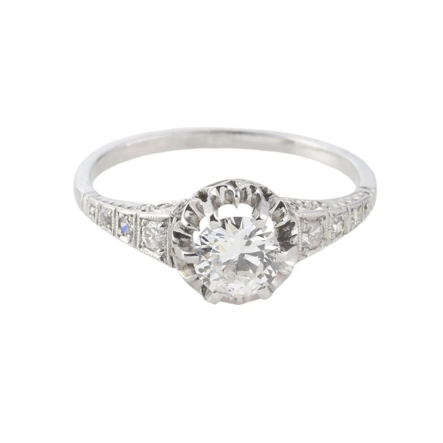 ANILLOS / SORTIJAS Sortija solitario oro blanco color g, pureza si1 y peso 0,55 cts.