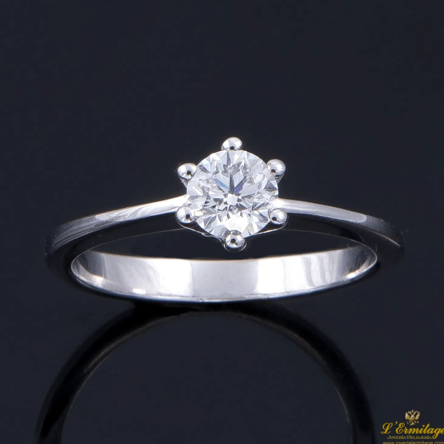 ANILLOS / SORTIJAS Sortija solitario oro blanco color f, puerza vs2 y peso 0,50 cts.