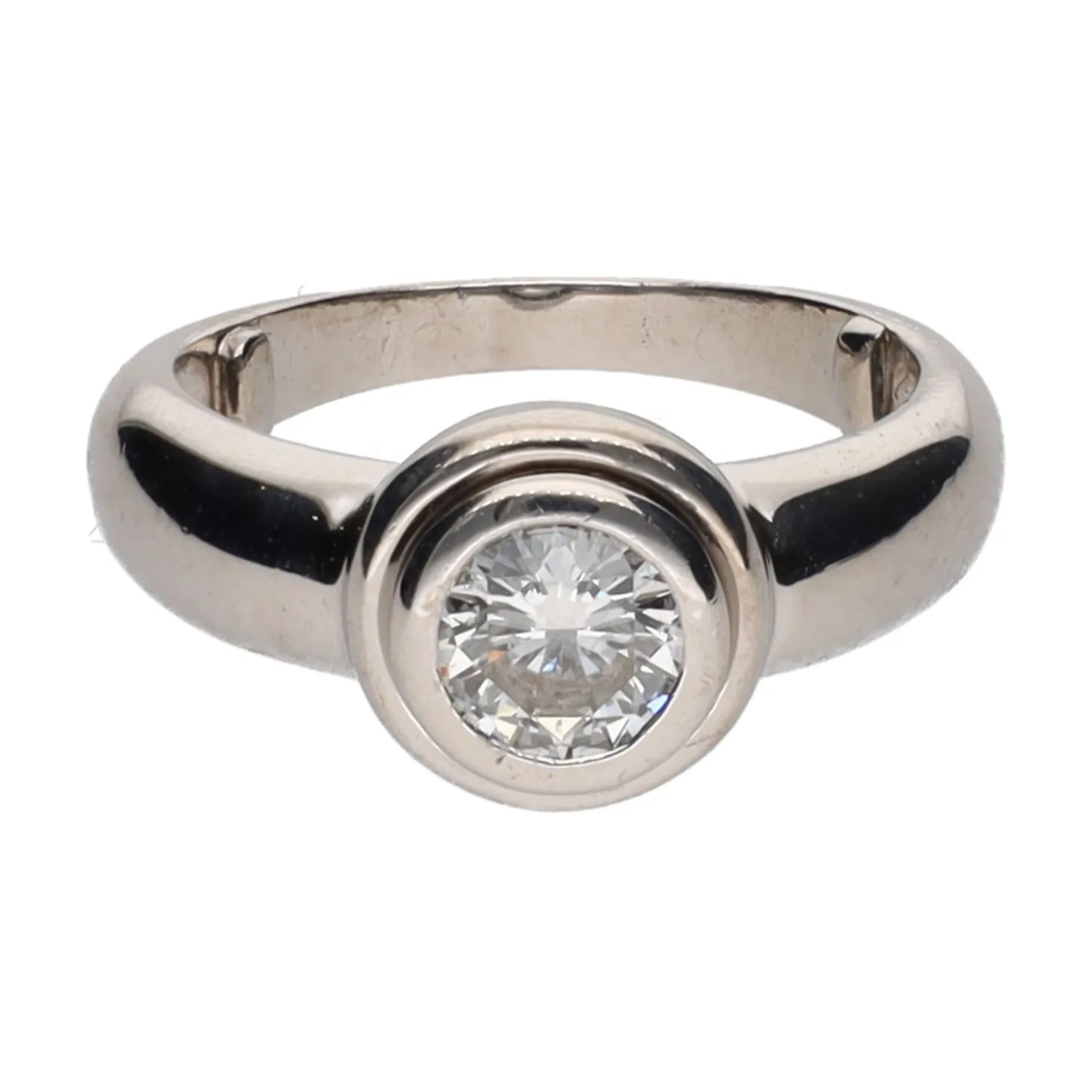 ANILLOS / SORTIJAS Sortija solitario en oro blanco con un brillante. Talla 7.