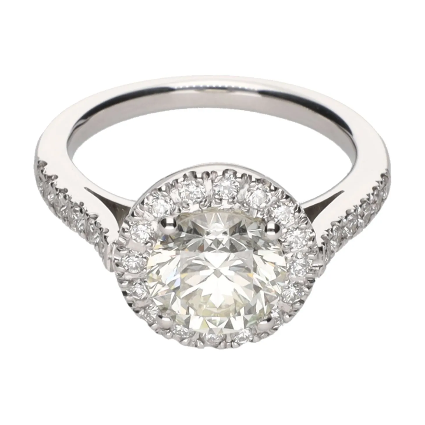 ANILLOS / SORTIJAS Sortija solitario en oro blanco con diamantes naturales. Central 2,02 ct.