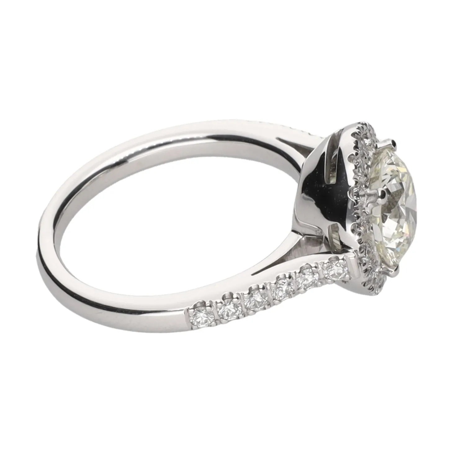 ANILLOS / SORTIJAS Sortija solitario en oro blanco con diamantes naturales. Central 2,02 ct.