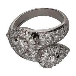 ANILLOS / SORTIJAS Sortija tipo tu y yo en oro blanco con brillantes. Talla 14.