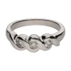 ANILLOS / SORTIJAS Sortija tresillo en oro blanco y brillantes. Talla 14.