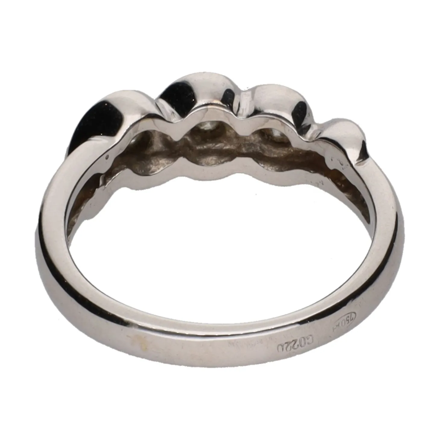 ANILLOS / SORTIJAS Sortija tresillo en oro blanco y brillantes. Talla 14.