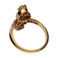 ANILLOS / SORTIJAS Sortija tu y yo del siglo xix en oro amarillo con diamantes. Talla 15.