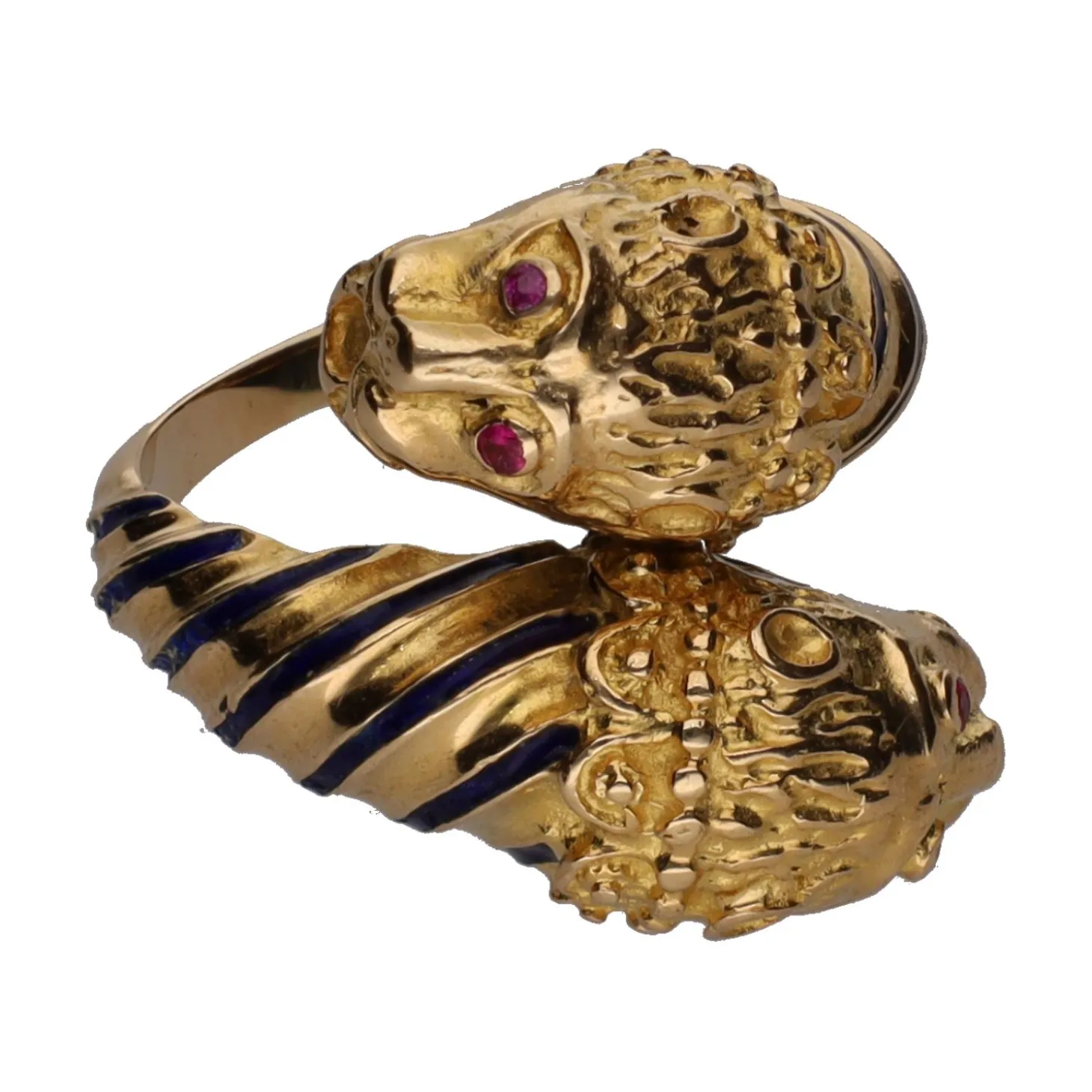 ANILLOS / SORTIJAS Sortija zolotas en oro amarillo con rubíes y esmalte. Talla 17.
