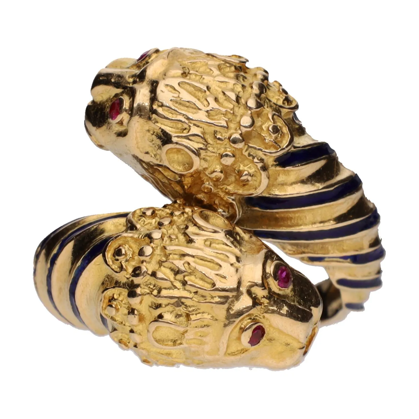 ANILLOS / SORTIJAS Sortija zolotas en oro amarillo con rubíes y esmalte. Talla 17.