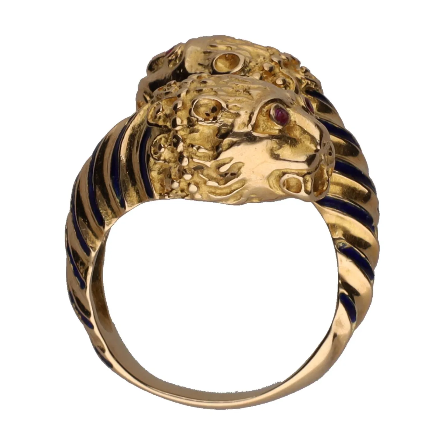 ANILLOS / SORTIJAS Sortija zolotas en oro amarillo con rubíes y esmalte. Talla 17.