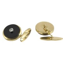 BOTONADURAS Botonadura y gemelos oro amarillo ónix y diamante