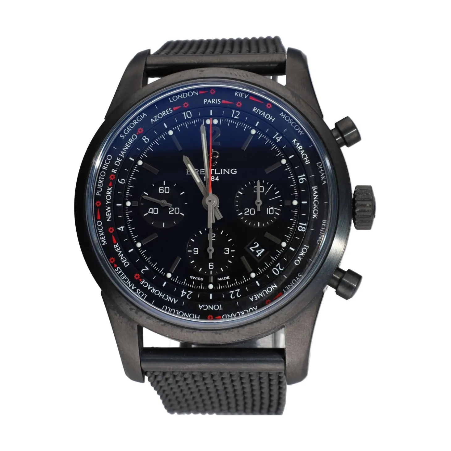 BREITLING Transocean black unitime pilot 46mm.