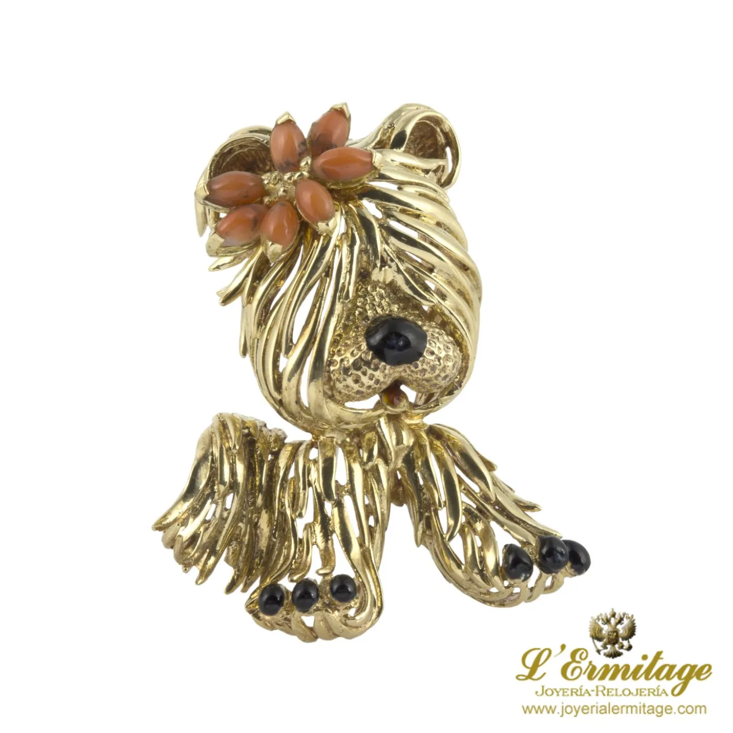BROCHES / ALFILERES Broche-alfiler perro oro amarillo