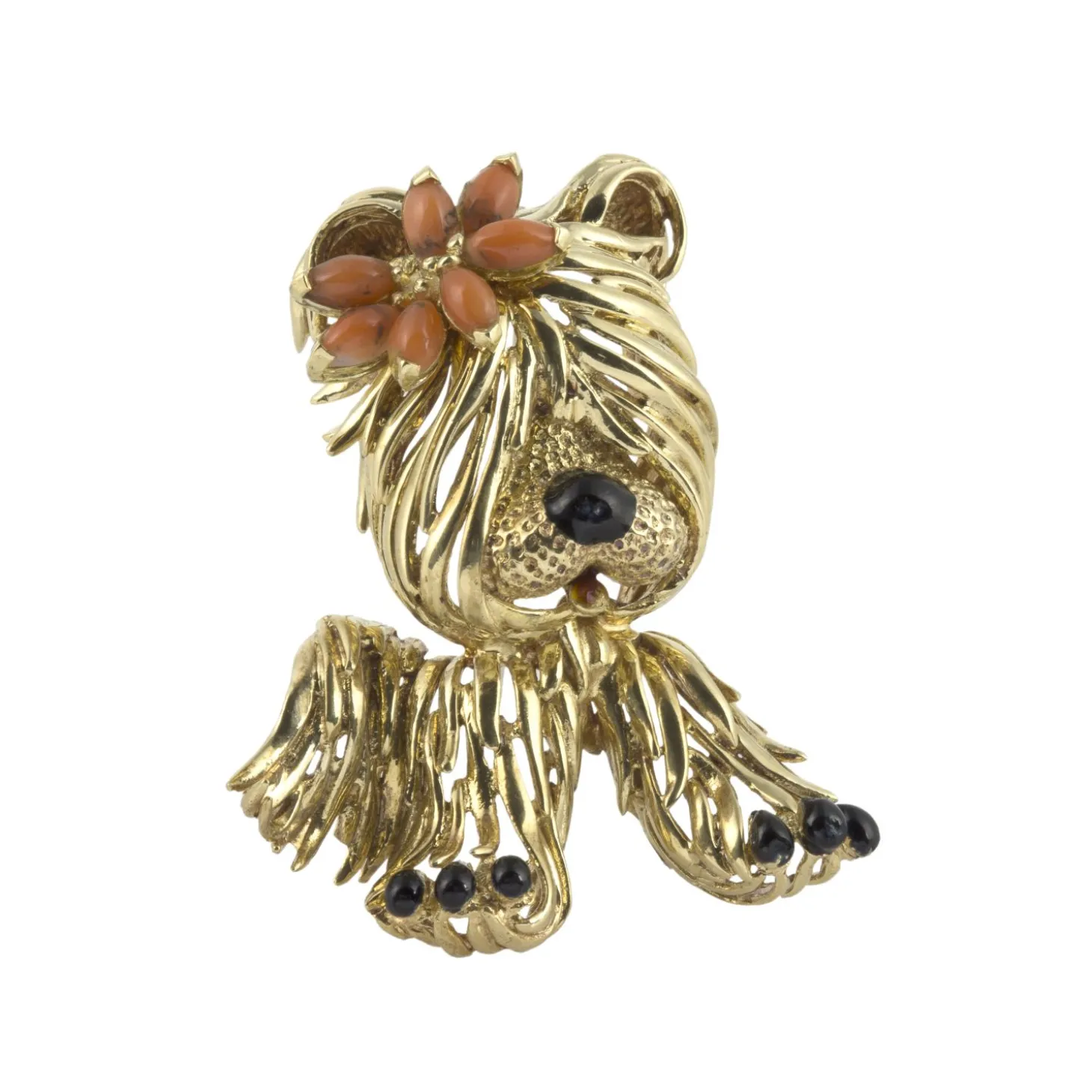 BROCHES / ALFILERES Broche-alfiler perro oro amarillo